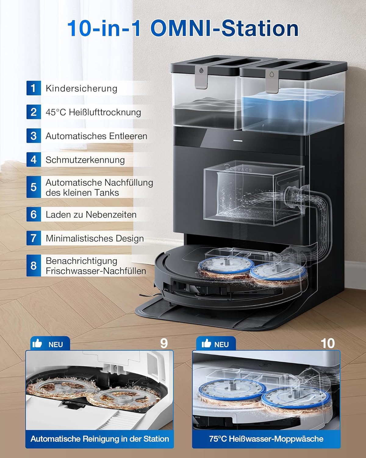 ECOVACS DEEBOT T50 OMNI Gen2 Saugroboter mit Wischfunktion