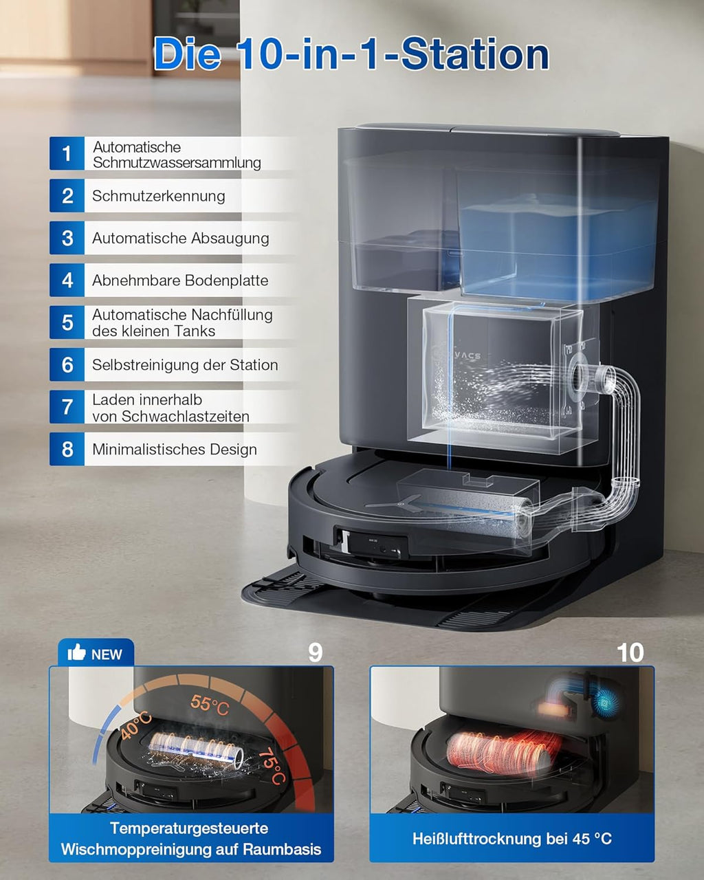 ECOVACS DEEBOT T80 OMNI Saug-Wisch-Roboter + Reinigungsstation