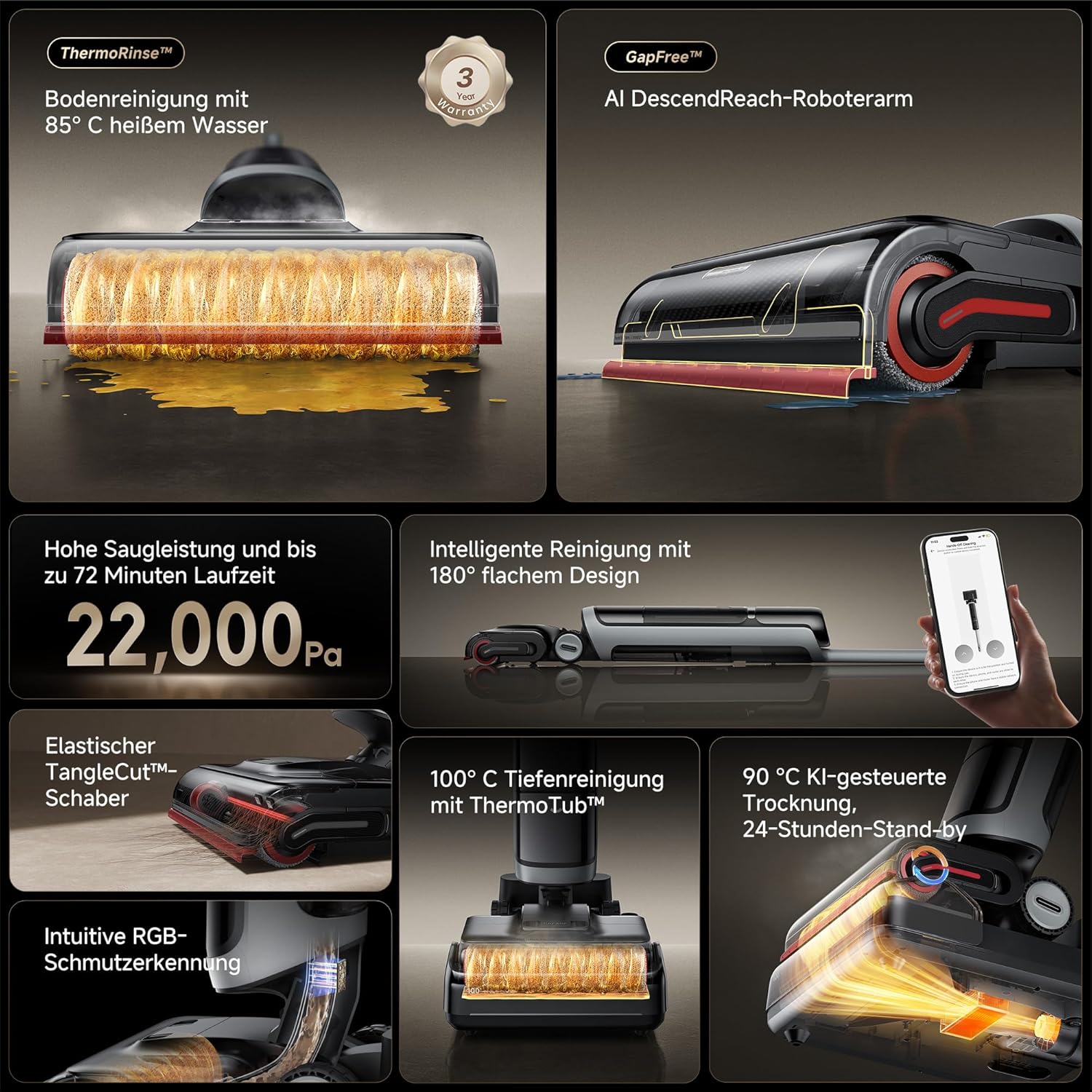 DREAME Nass-Trocken-Sauger H15 Pro Heat 400W 22.000 Pa