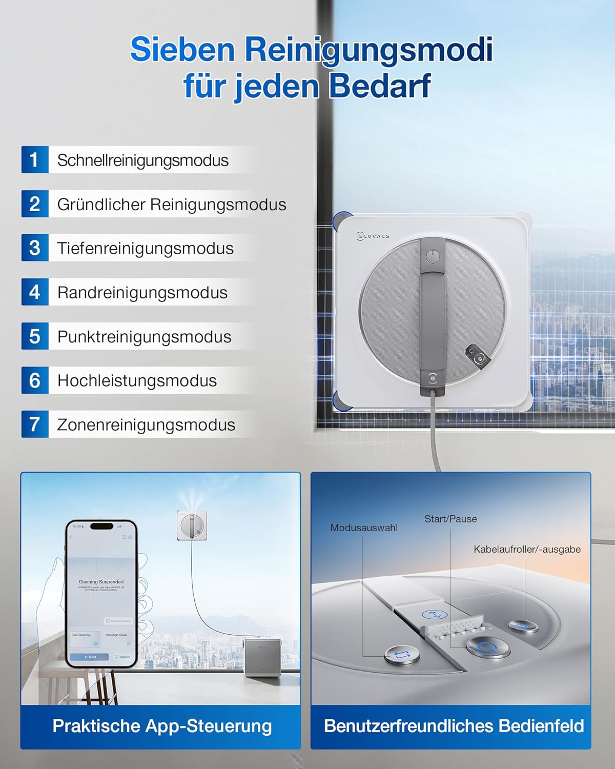 ECOVACS WINBOT W2S Omni Fensterputzroboter mit Multifunktionsstation und TruEdge™